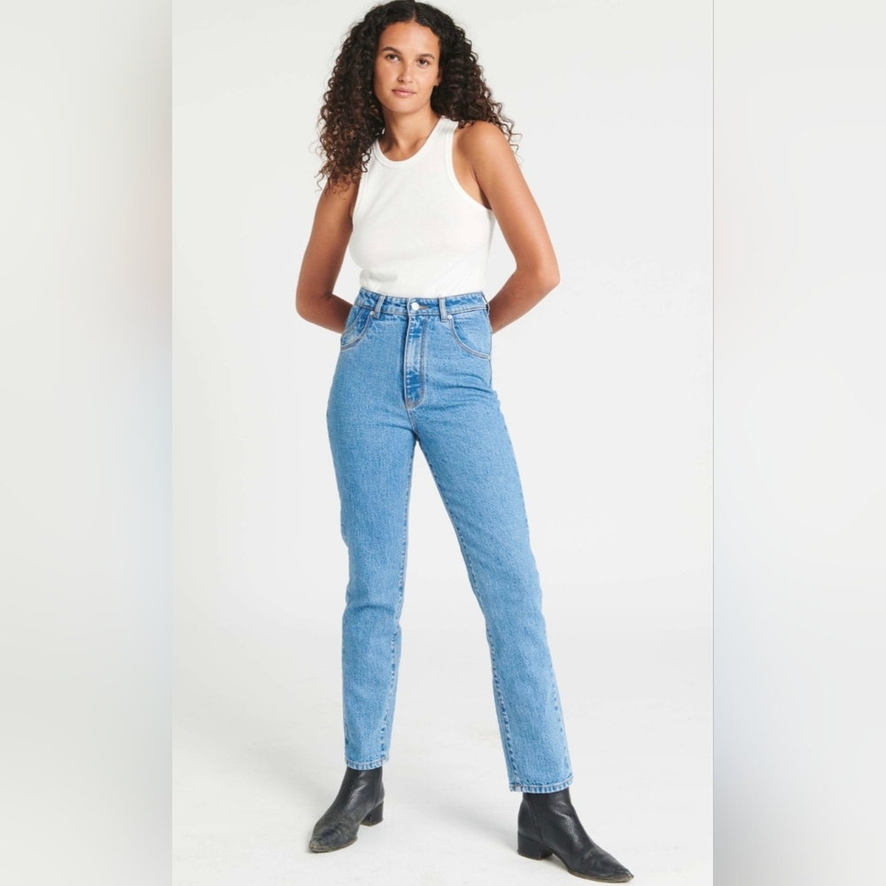 Rolla's Dusters High Rise Slim Classic Denim Jeans G'Day Mate Raw Hem Size 32
